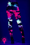 Tie dye spandex opaque pantyhose (Glow UV Reactive)
