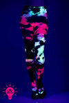 Tie dye spandex opaque pantyhose (Glow UV Reactive)