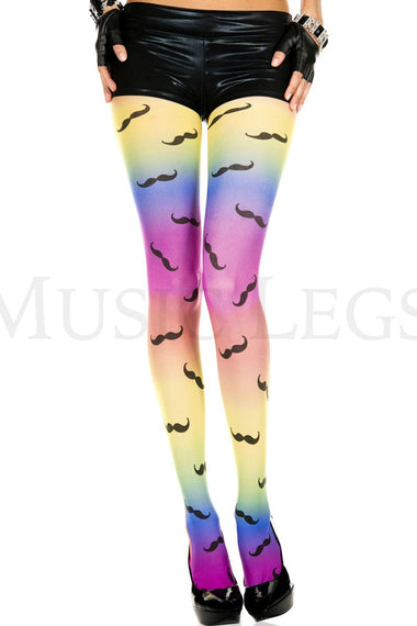 Mustache rainbow tights
