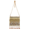 DIONA J WOMEN'S FASHION BOHO BEADED FRINGE DESIGN CROSSBODY BAG COLOR BEIGE