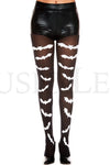 Gothic bat print pantyhose