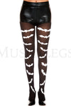 Gothic bat print pantyhose