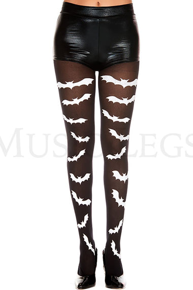 Gothic bat print pantyhose