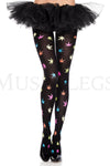 Multicolor leaf print pantyhose