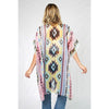 DIONA J AZTEC PRINT KIMONO CARDIGAN ONE SIZE COLOR BLACK AND PINK