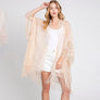 DIONA J FLORAL LACE KIMONO WITH TASSEL ONE SIZE COLOR BEIGE