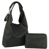 3IN1 SMOOTH HOBO BAG WITH CROSSBODY AND COIN PURSE SET COLOR CHARCOAL