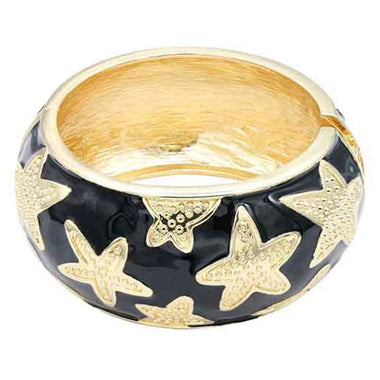 GOLD PLATED ENAMEL STARFISH HINGED BANGLES BRACELETS