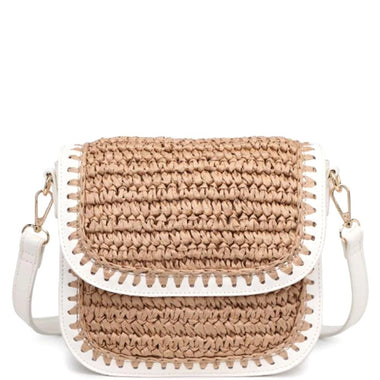 DIONA J WOMEN'S CHIC STRAW MODISH ADJUSTABLE STRAP CROSSBODY BAG COLOR IVORY