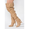 Cape Robbin Pointy Toe Buckle Over Knee Boots Nude Size 8.5