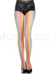 Vertical striped rainbow fishnet tights (Glow UV Reactive)