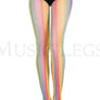 Vertical striped rainbow fishnet tights (Glow UV Reactive)