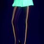 Vertical striped rainbow fishnet tights (Glow UV Reactive)