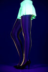 Vertical striped rainbow fishnet tights (Glow UV Reactive)