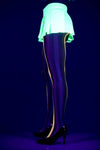 Vertical striped rainbow fishnet tights (Glow UV Reactive)