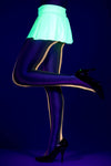 Vertical striped rainbow fishnet tights (Glow UV Reactive)