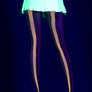 Vertical striped rainbow fishnet tights (Glow UV Reactive)