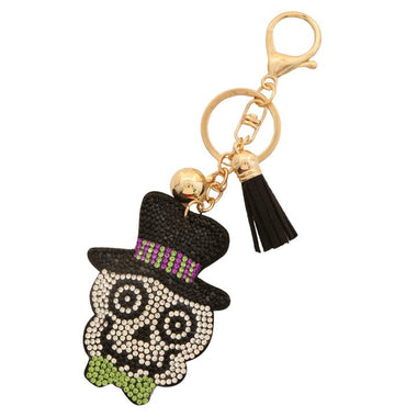 Halloween Skull Rhinestone Keychain
