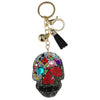 Rhinestone Sugar Skull Keychain with Tassel