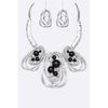 DIONA J PEARL CRYSTAL STATEMENT COLLAR NECKLACE SET COLOR SILVER/BLACK