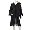 DIONA J SHOULDER THREAD FLOWER KIMONO COVER UP ONE SIZE COLOR BLACK