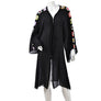 DIONA J SHOULDER THREAD FLOWER KIMONO COVER UP ONE SIZE COLOR BLACK
