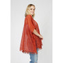 DIONA J ETHNIC PATTERN LACE KIMONO w/TASSEL ONE SIZE COLOR RED