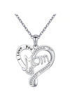 Diona J ILoveyou Mom Rhinestone 925 SILVER Necklace For Mother's Day Gift