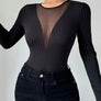 Mesh Detail Round Neck Long Sleeve Top