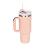 Diona J Insulated Stainless Steel Water Bottle with Handle and Straw Lid Peach