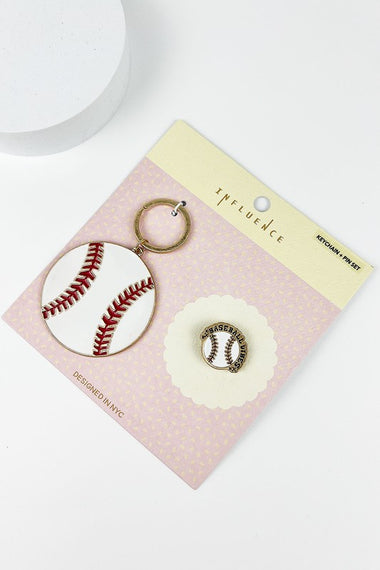 SPORTS BALL ENAMEL KEYCHAIN WITH PIN SET