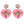2-Tier Marquise Floral Seed Bead Handmade Heart Shape Valentine Day Earring Pink