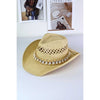 DIONA J SEA SHELL HAT BAND COWBOY STRAW HAT COLOR BEIGE