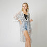 DIONA J DREAM CATCHER LACE LONG KIMONO ONE SIZE COLOR WHITE