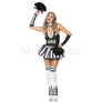 Gothic Cheerleader 5 Pc White Black Skeleton Skull Print Bodysuit Costume Sz XL