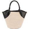 CHIC STRAW HANDLE SATCHEL BAG COLOR BLACK