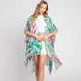 DIONA J HAND DRAWN TROPICAL LEAVES KIMONO ONE SIZE GREEN