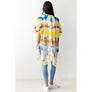 DIONA J ABSTRACT TIE-DYE PRINT KIMONO ONE SIZE COLOR YELLOW