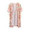 DIONA J FRONT ROPE FLOWER KIMONO ONE SIZE COLOR CORAL