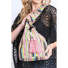 DIONA J BOHO STRIPE BUCKET SWING BAG MULTICOLOR