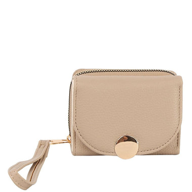 DIONA J WOMEN FASHION SMOOTH SOLID HAND STRAP ZIPPER WALLET COLOR TAUPE