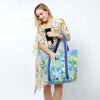 DIONA J WOMEN'S TROPICAL PRINT TOTE BAG COLOR BLUE