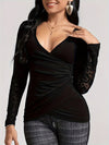 Lace Ruched Surplice Long Sleeve Top