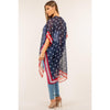 DIONA J AMERICAN FLAG COVER UP KIMONO ONE SIZE COLOR NAVY BLUE