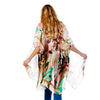 DIONA J FLORAL PRINTED SILKY KIMONO ONE SIZE COLOR BEIGE