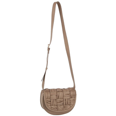 DIONA J QUILT PLEATED ROUNDED DESIGN SHOULDER CROSSBODY BAG COLOR TAN