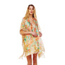 DIONA J FLORAL PRINTED SILKY KIMONO ONE SIZE COLOR BEIGE