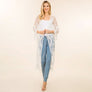 DIONA J  FLOWER MESH KIMONO COVER UP ONE SIZE COLOR WHITE