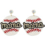 DIONA J RHINESTONE SOFTBALL MOM HANDMADE BEADED EARRINGS WHITE