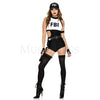 FBI Detective 6 Pc Black & White Women’s Halloween Cosplay Costume Set Size XS